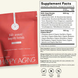 Happy Aging Resveratrol Supplement lifestyle shot with a glass of water
