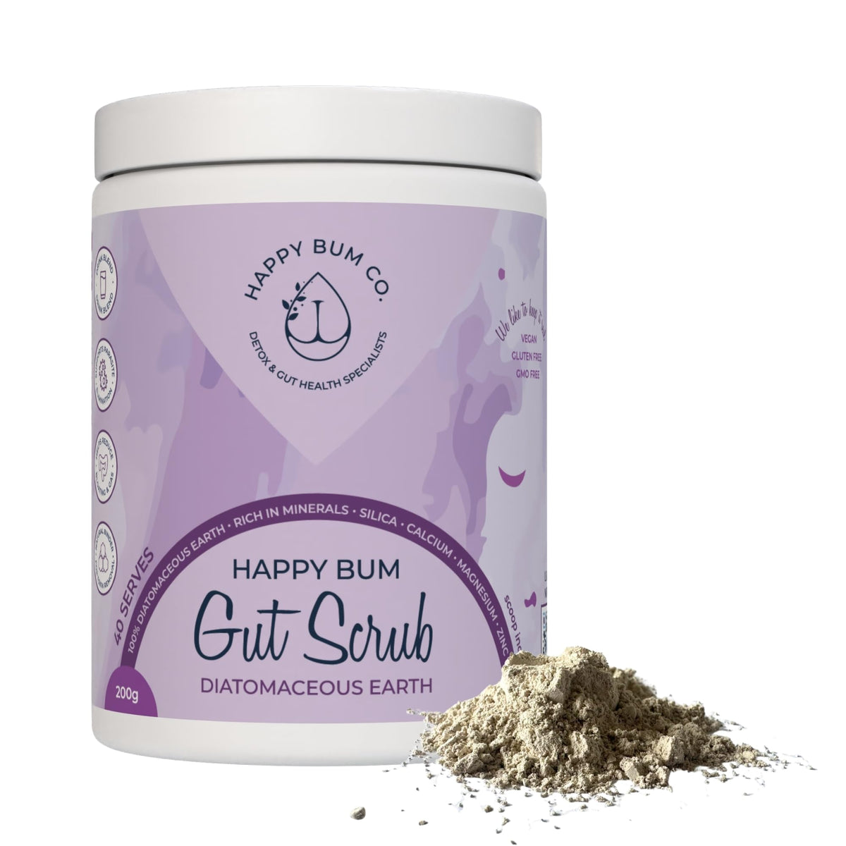 Happy Bum Co Gut Scrub diatomaceous earth 272g front view