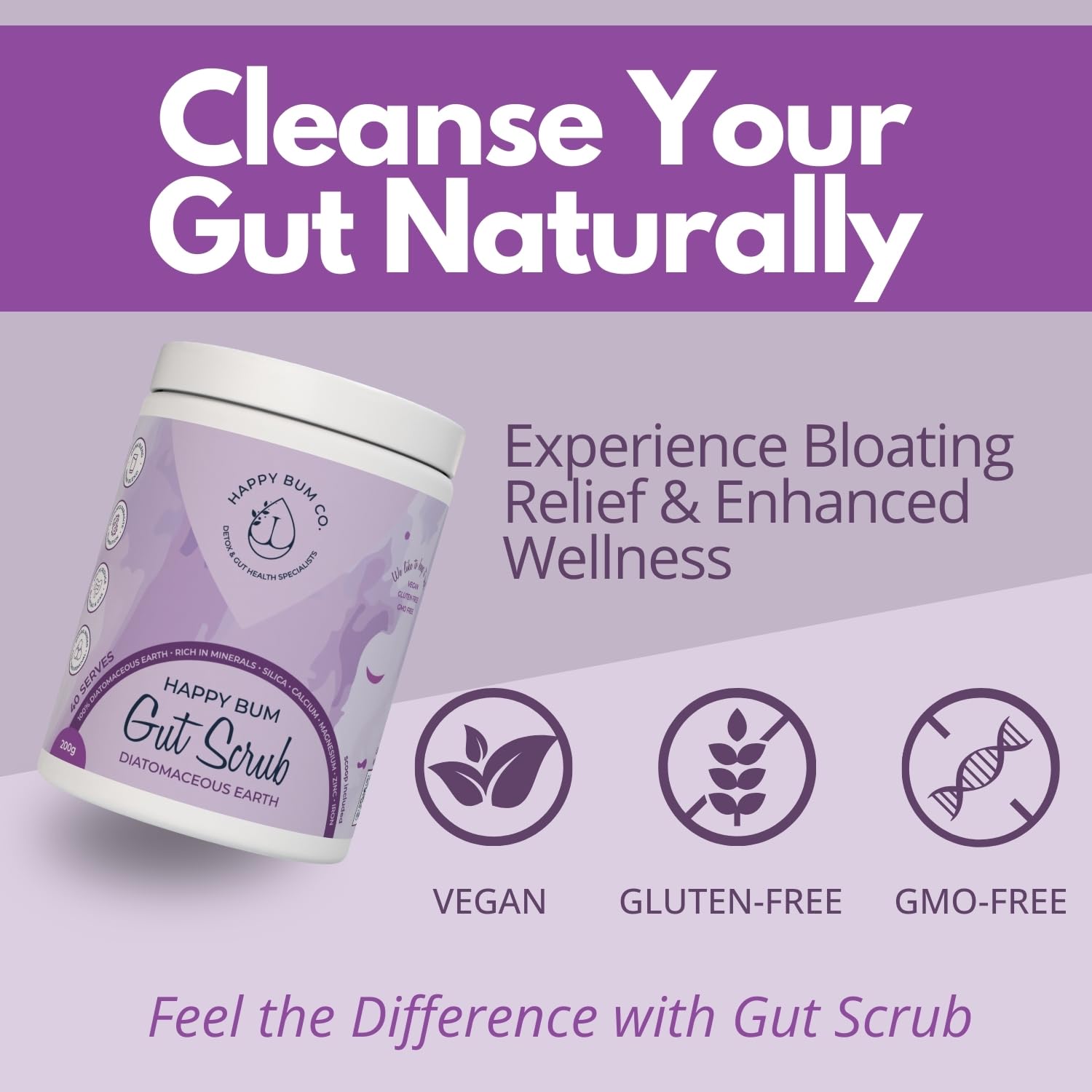 Happy Bum Co Gut Scrub diatomaceous earth nutritional information