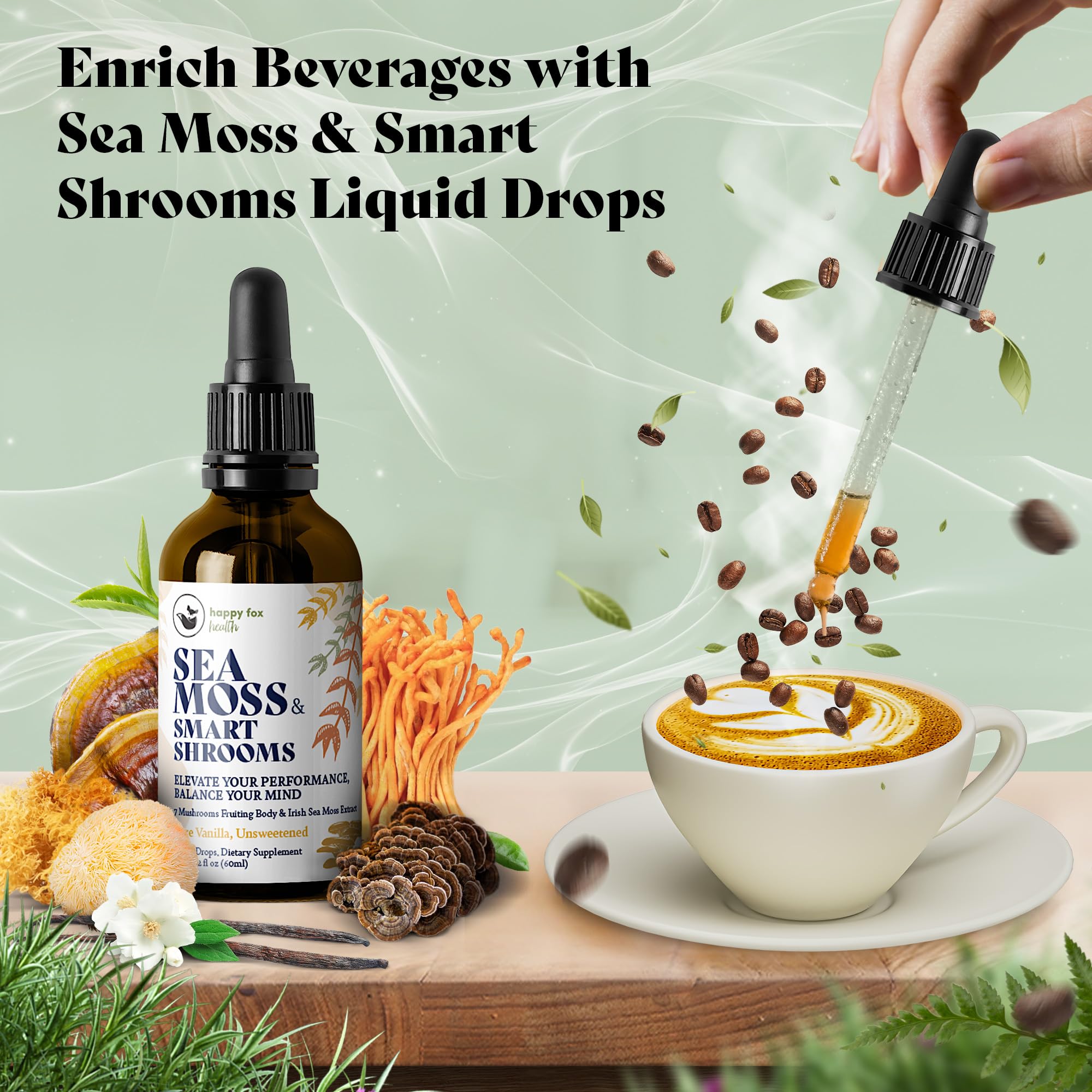 HAPPY FOX Organic Superfoods Liquid Drops dropper close-up