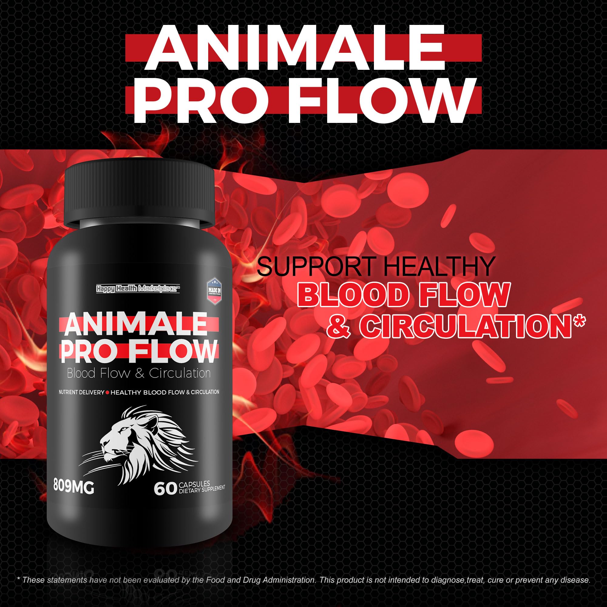 Happy Health Animale Pro Flow bottle on a wooden surface