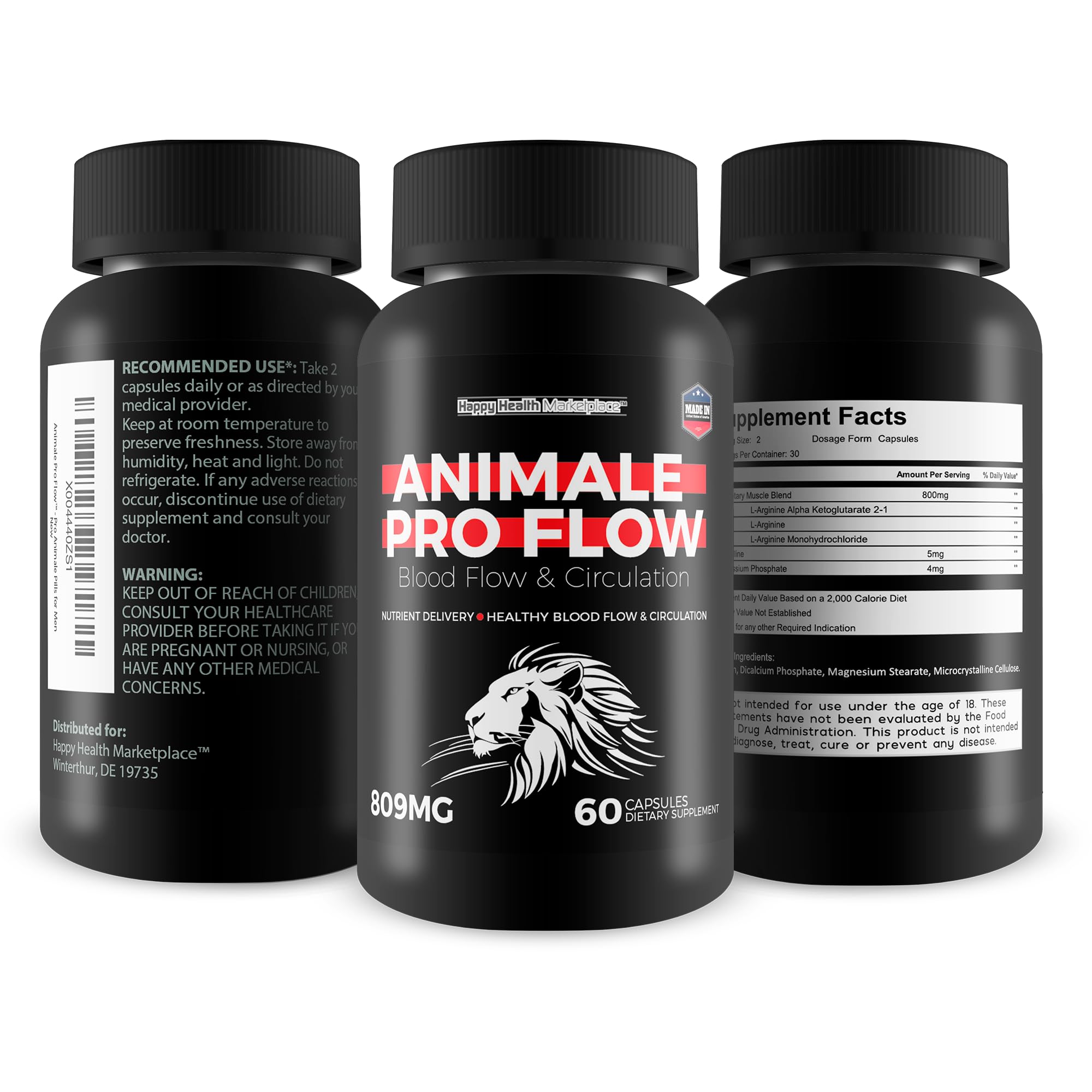 Happy Health Animale Pro Flow capsules in a hand