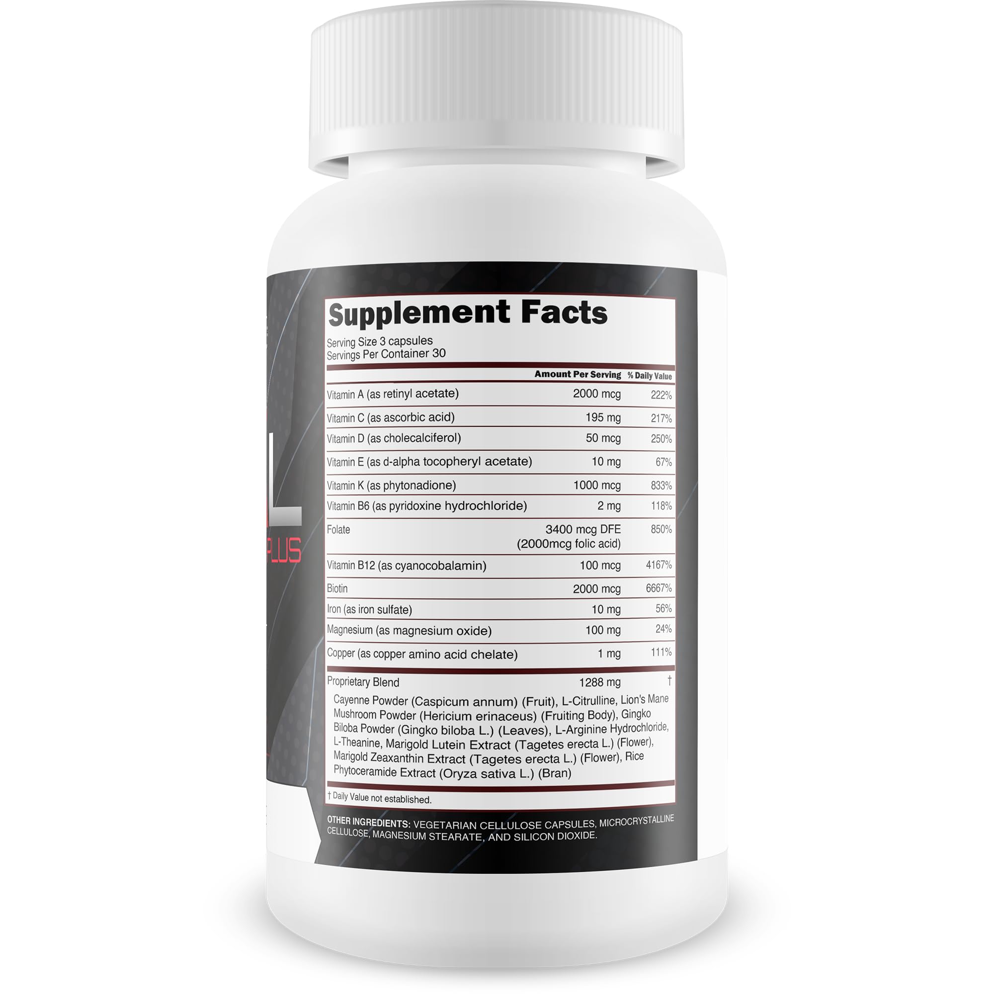 Happy Health Blood Flow Vital Pro Plus supplement facts label