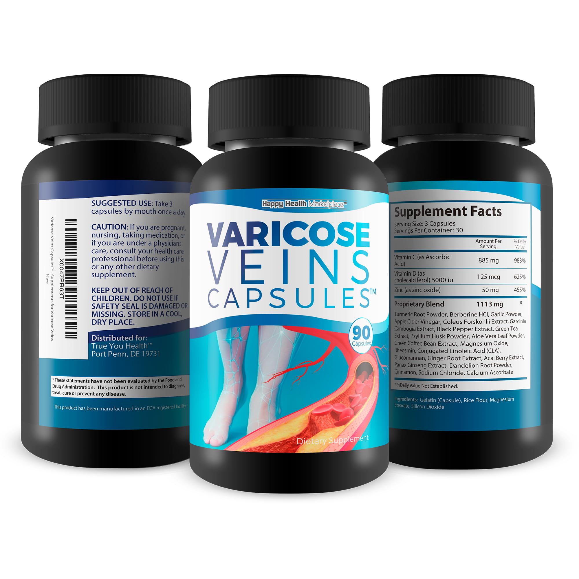 Happy Health Varicose Veins Capsules with ingredients list