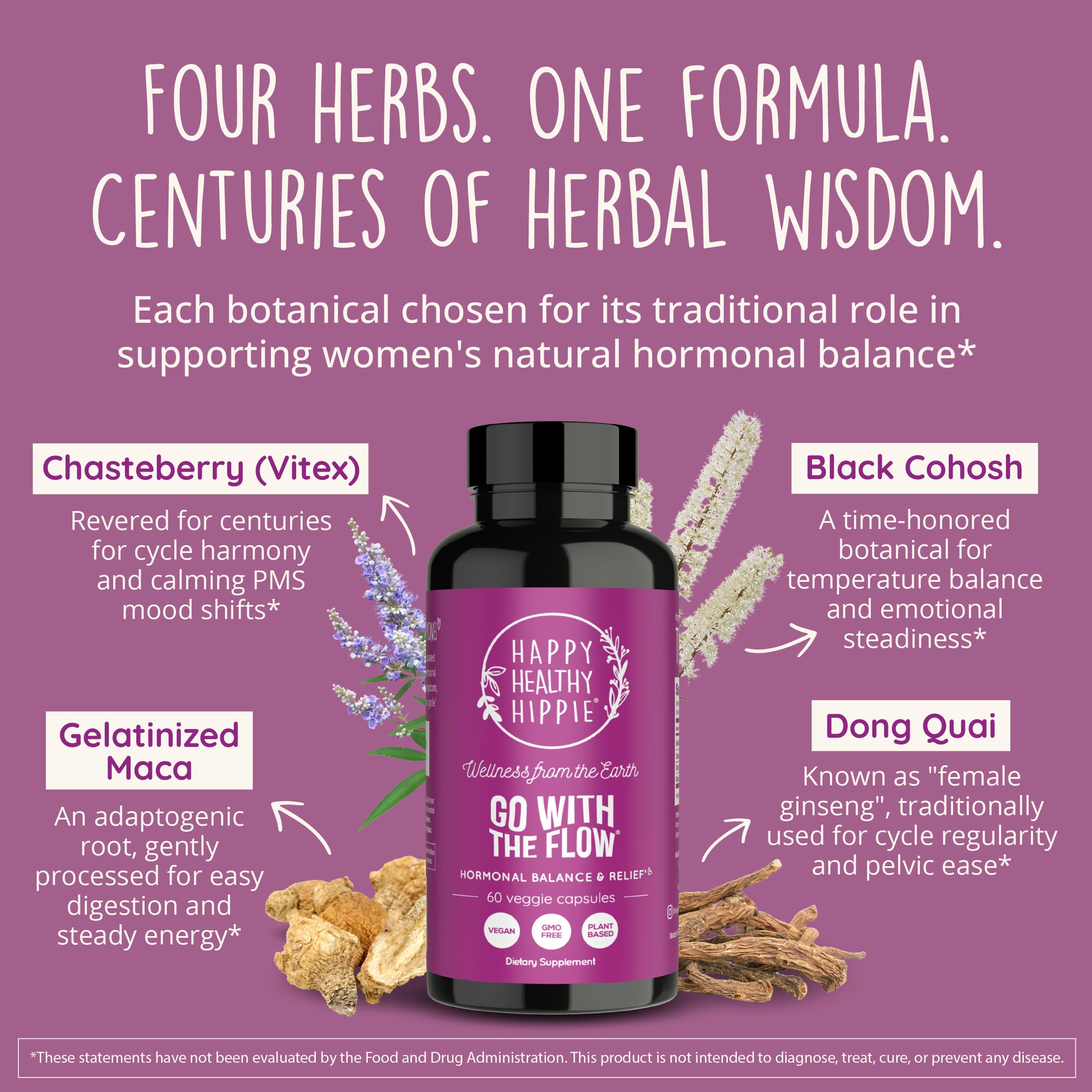 Happy Healthy Hippie Go With The Flow DIM Supplement label details