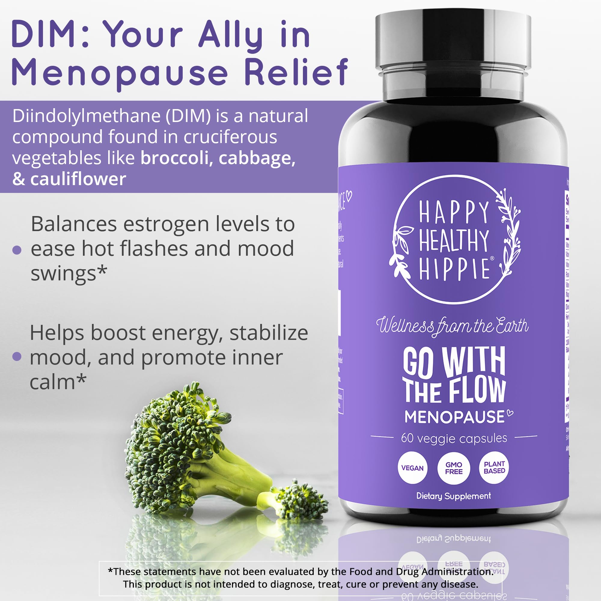 Happy Healthy Hippie Go With The Flow Menopause Supplement capsule close-up