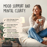 Happy Healthy Hippie Joy-Filled Herbal Mood Support bottle on a table
