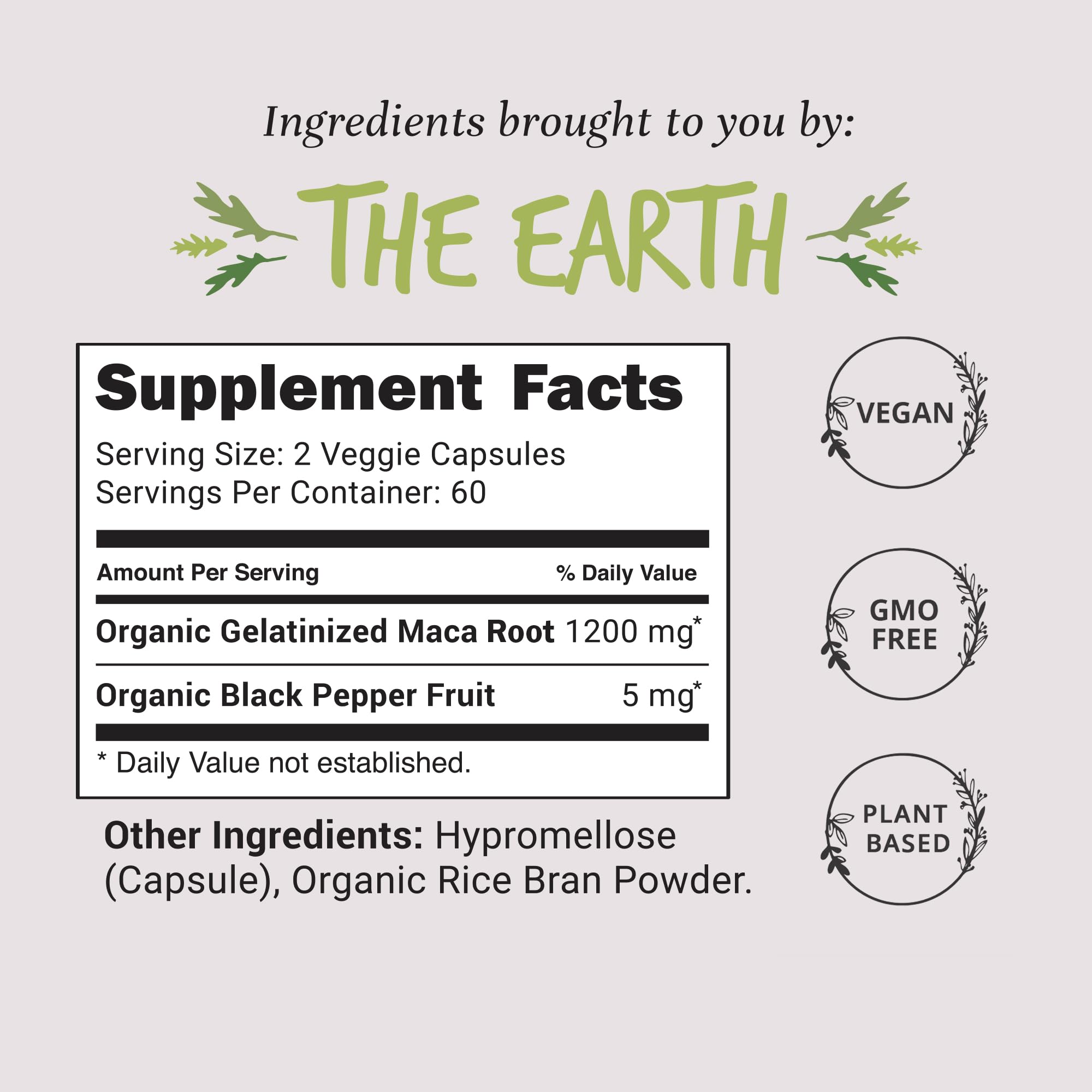 Happy Healthy Hippie Maca Root Capsules 1200mg opened bottle