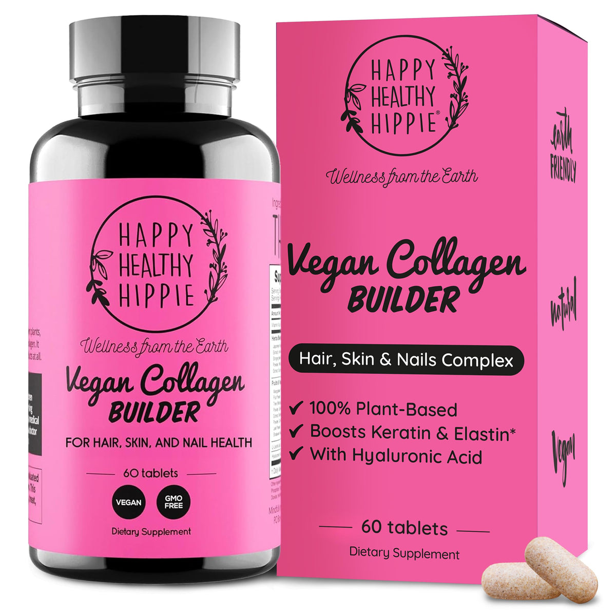 Happy Healthy Hippie Vegan Collagen support front view