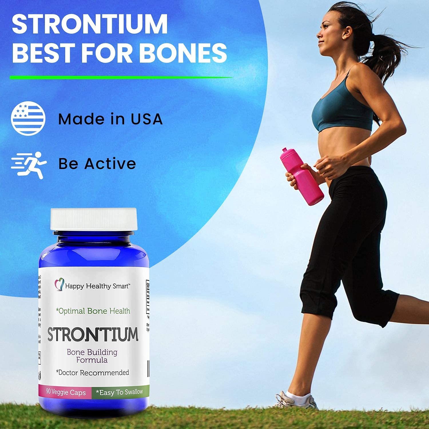 Happy Healthy Smart Strontium Citrate Multimineral Supplement side view