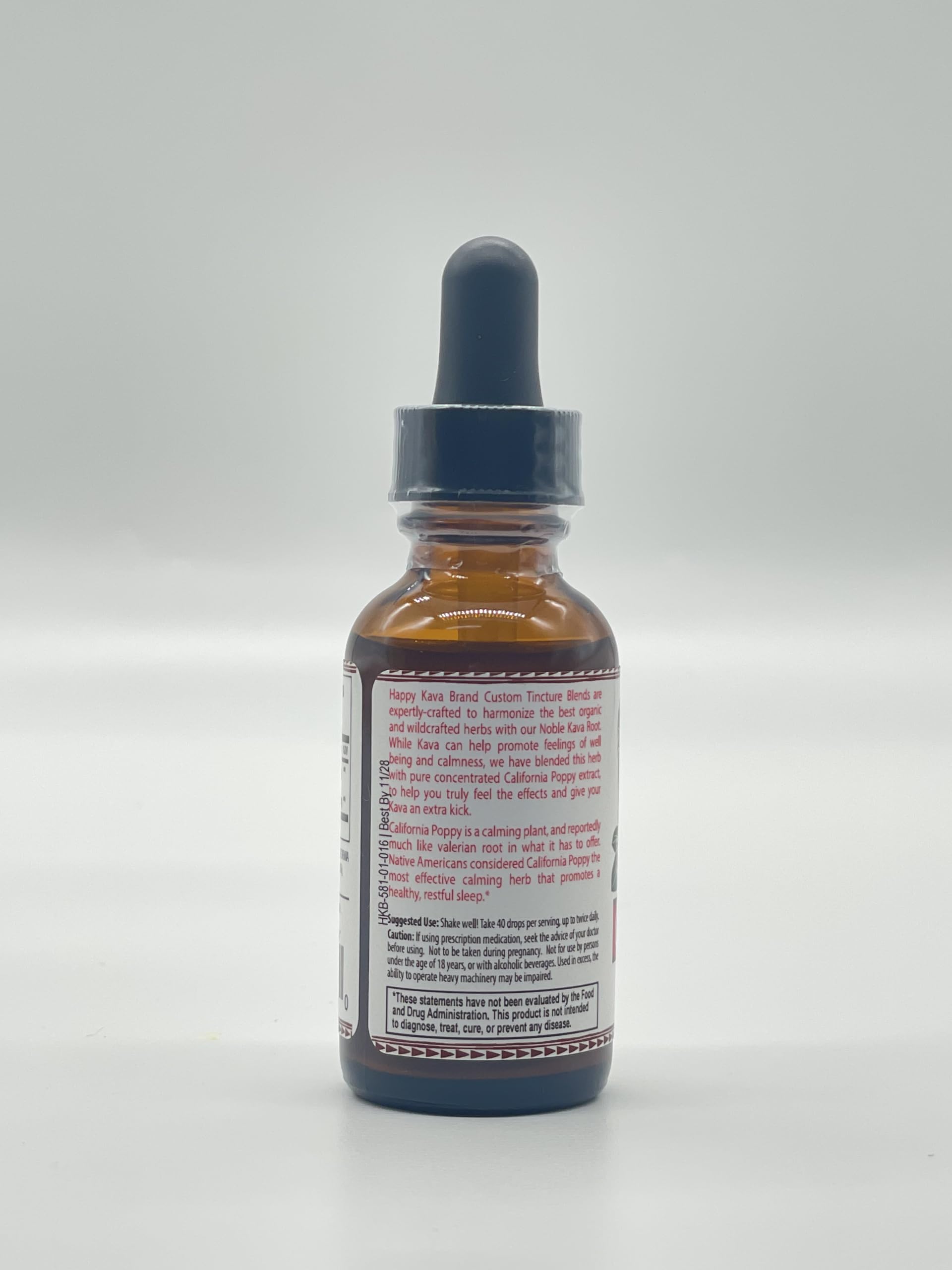 HAPPY KAVA California Poppy Kava Tincture Blend ingredients close-up