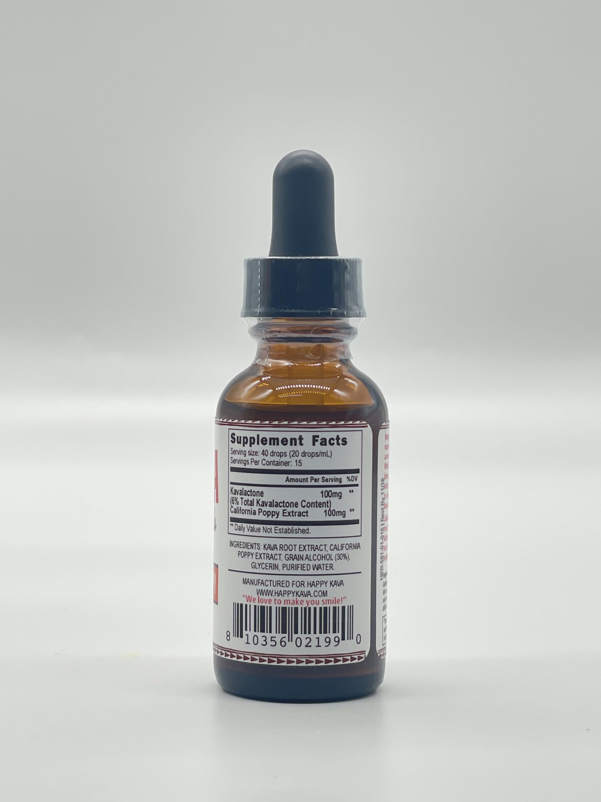HAPPY KAVA California Poppy Kava Tincture Blend with dropper