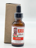 HAPPY KAVA Ginseng Kava Tincture Blend back view showing ingredients