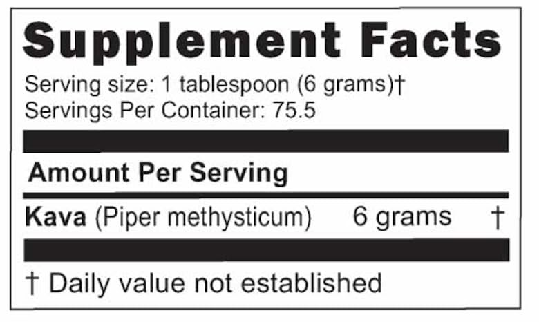 HAPPY KAVA Kava Kava Powder 227g side view with ingredients list