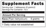 HAPPY KAVA Kava Kava Powder 227g side view with ingredients list