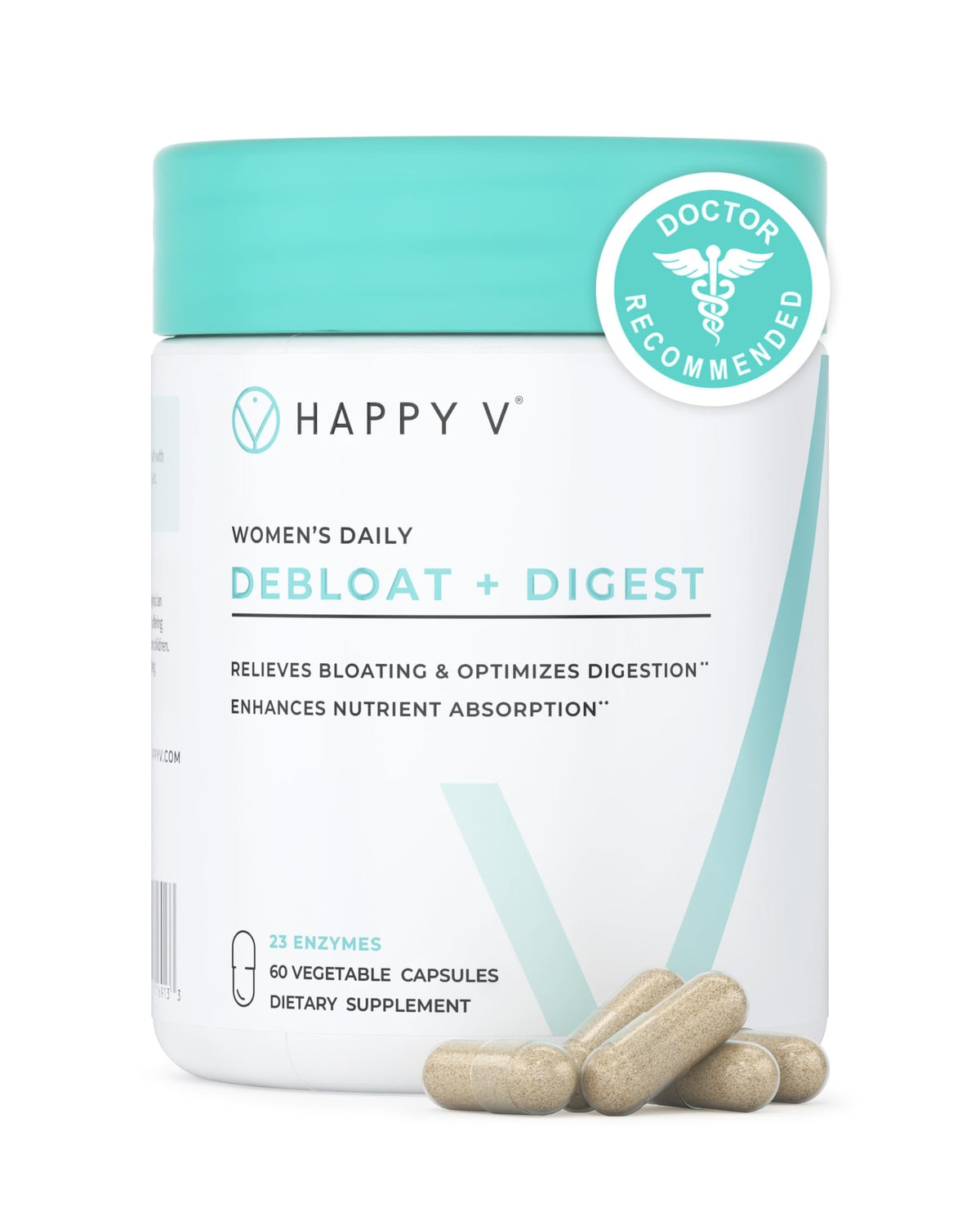 Happy V Multi-Enzymes 60 count capsule bottle front view