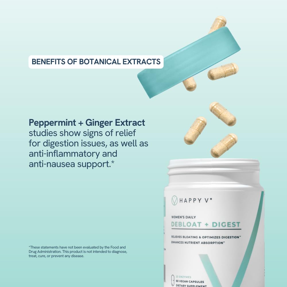 Happy V Multi-Enzymes capsule bottle side view