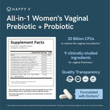 Happy V Women's Probiotic Supplement bottle with capsules