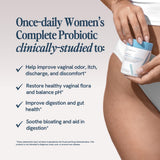 Happy V Women's Probiotic Supplement side view with label
