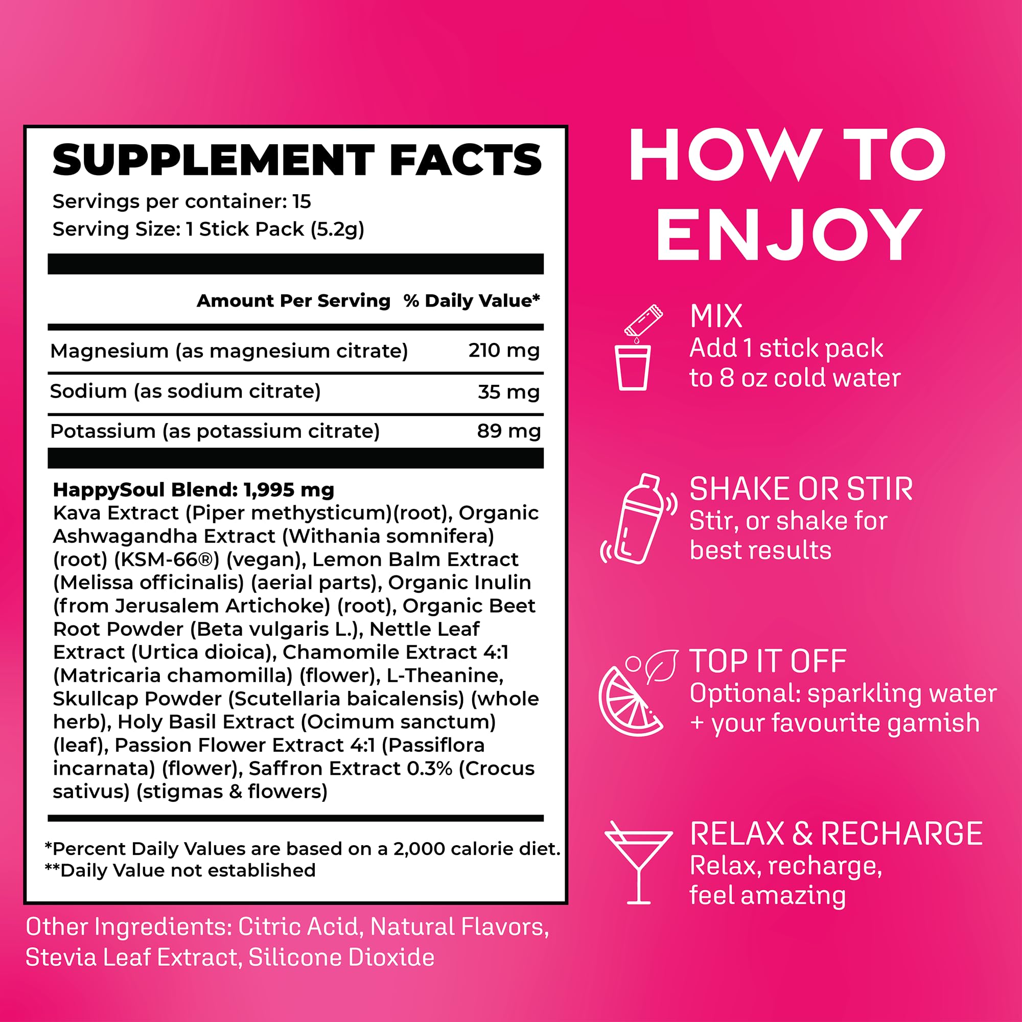 HappySoul Kava Kava Drink Mix in a glass with water