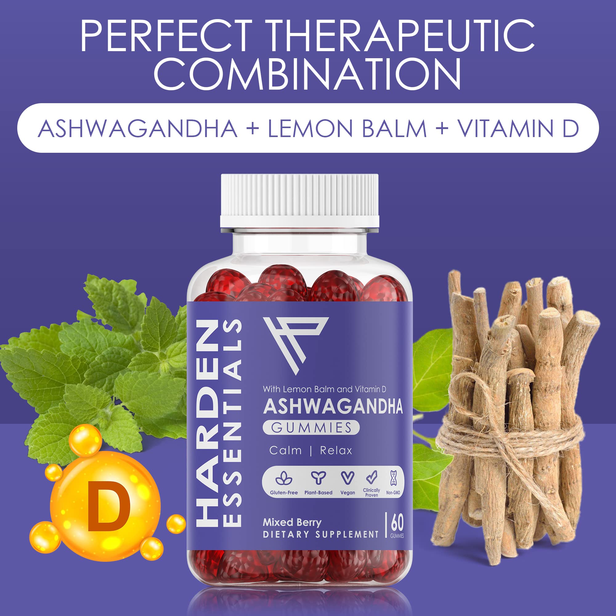 Harden Essentials Ashwagandha Gummies nutritional information on packaging