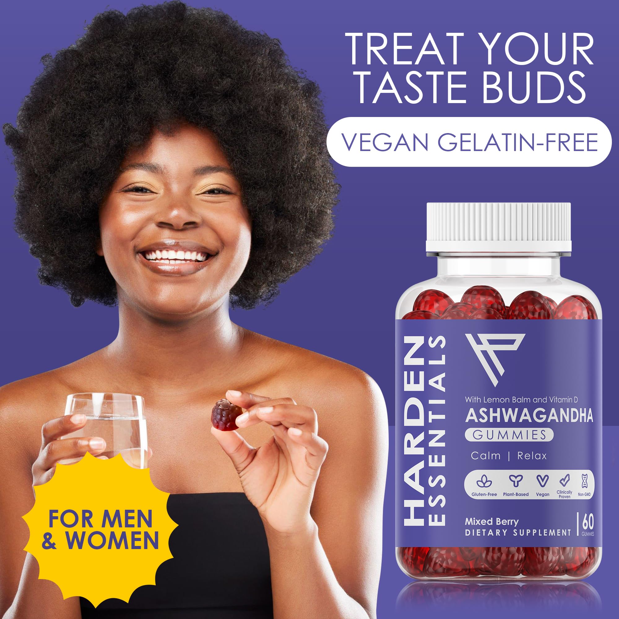 Harden Essentials Ashwagandha Gummies packaging opened with gummies visible