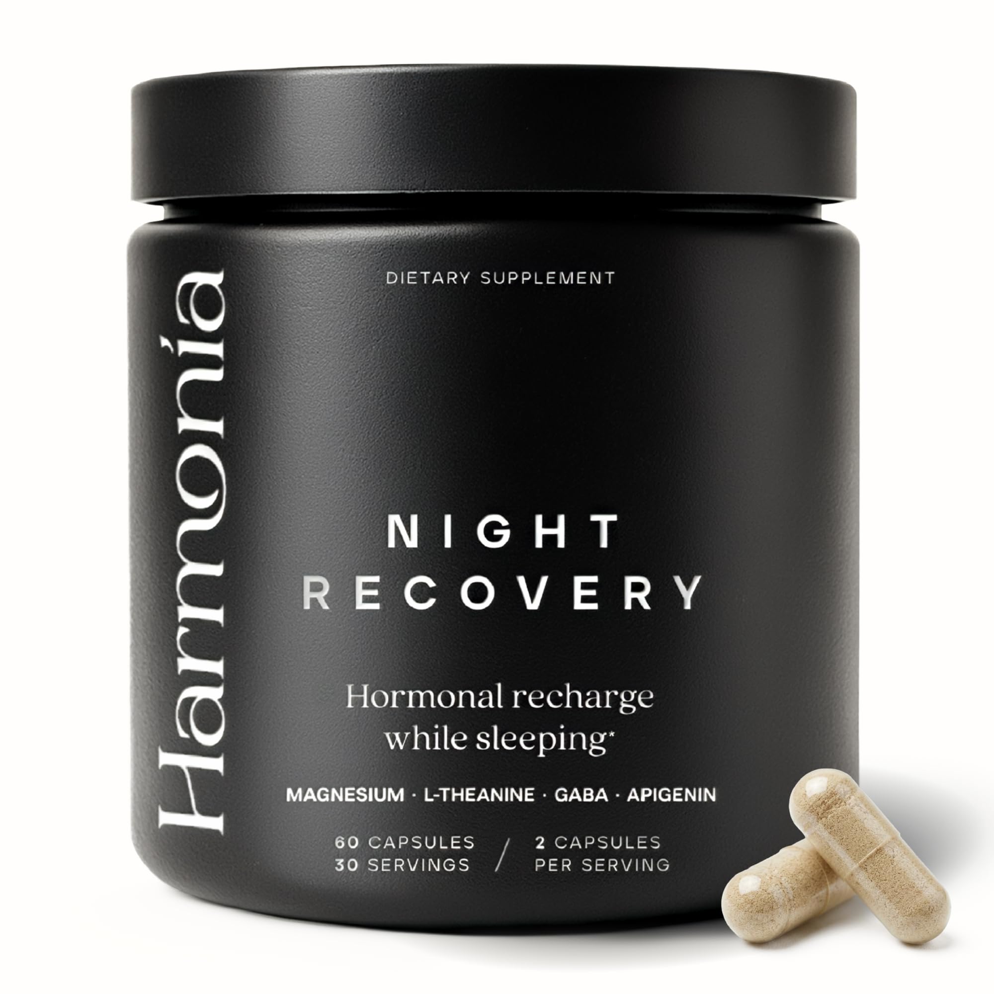 HARMONÍA Night use melatonin-free sleep aid 60 capsules front view