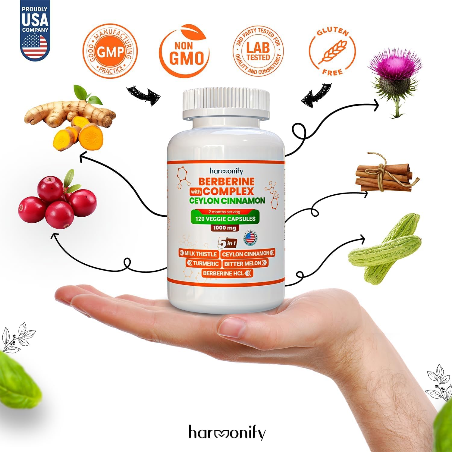 HARMONIFY Berberine Supplement bottle with label