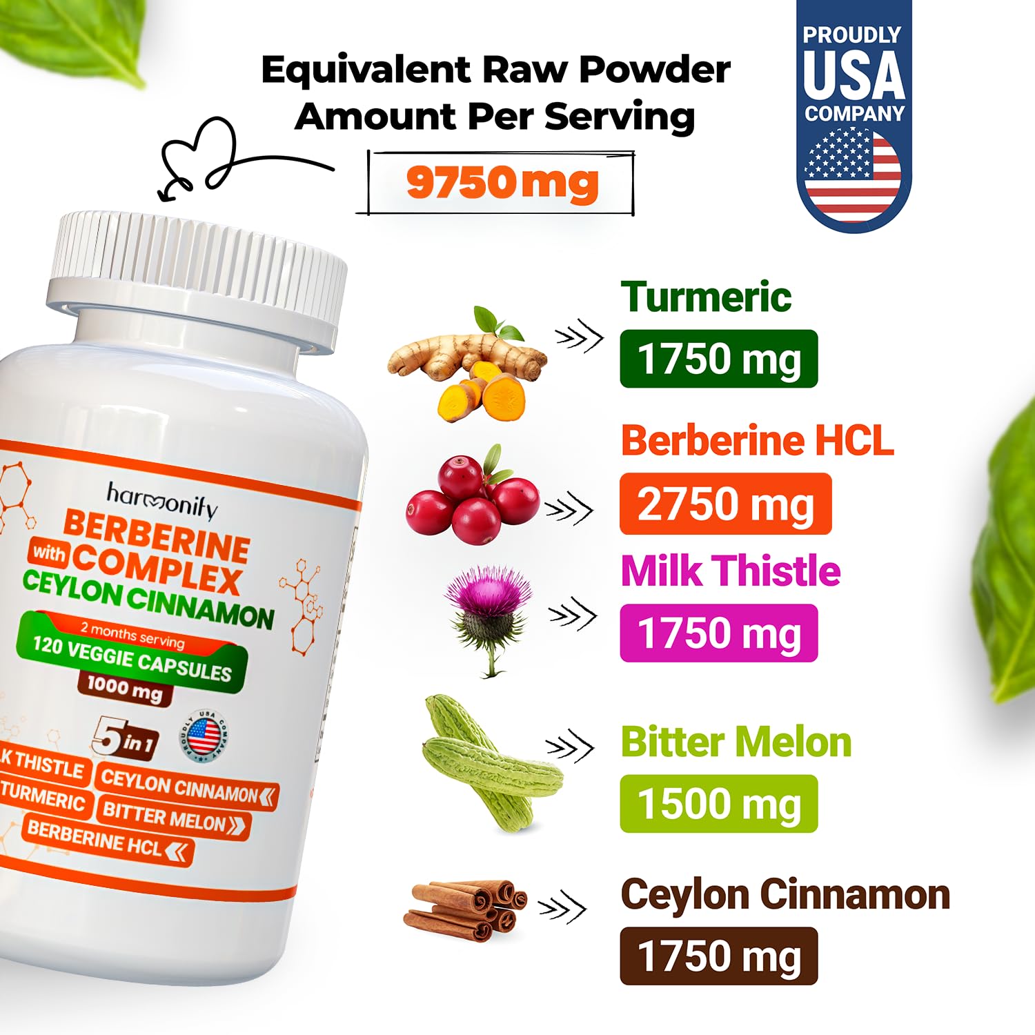 HARMONIFY Berberine Supplement with Ceylon Cinnamon highlighted