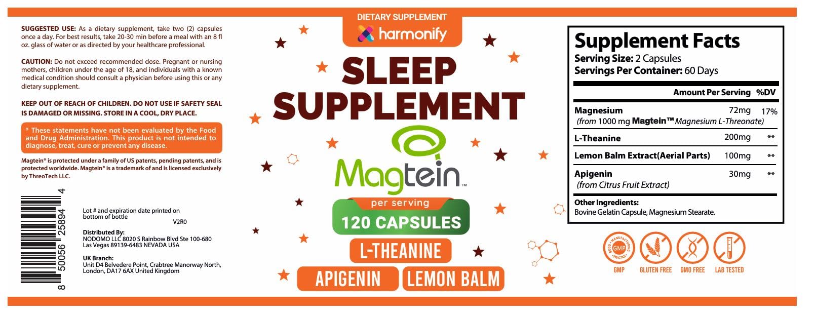 HARMONIFY Magnesium L Threonate bottle with a green plant background