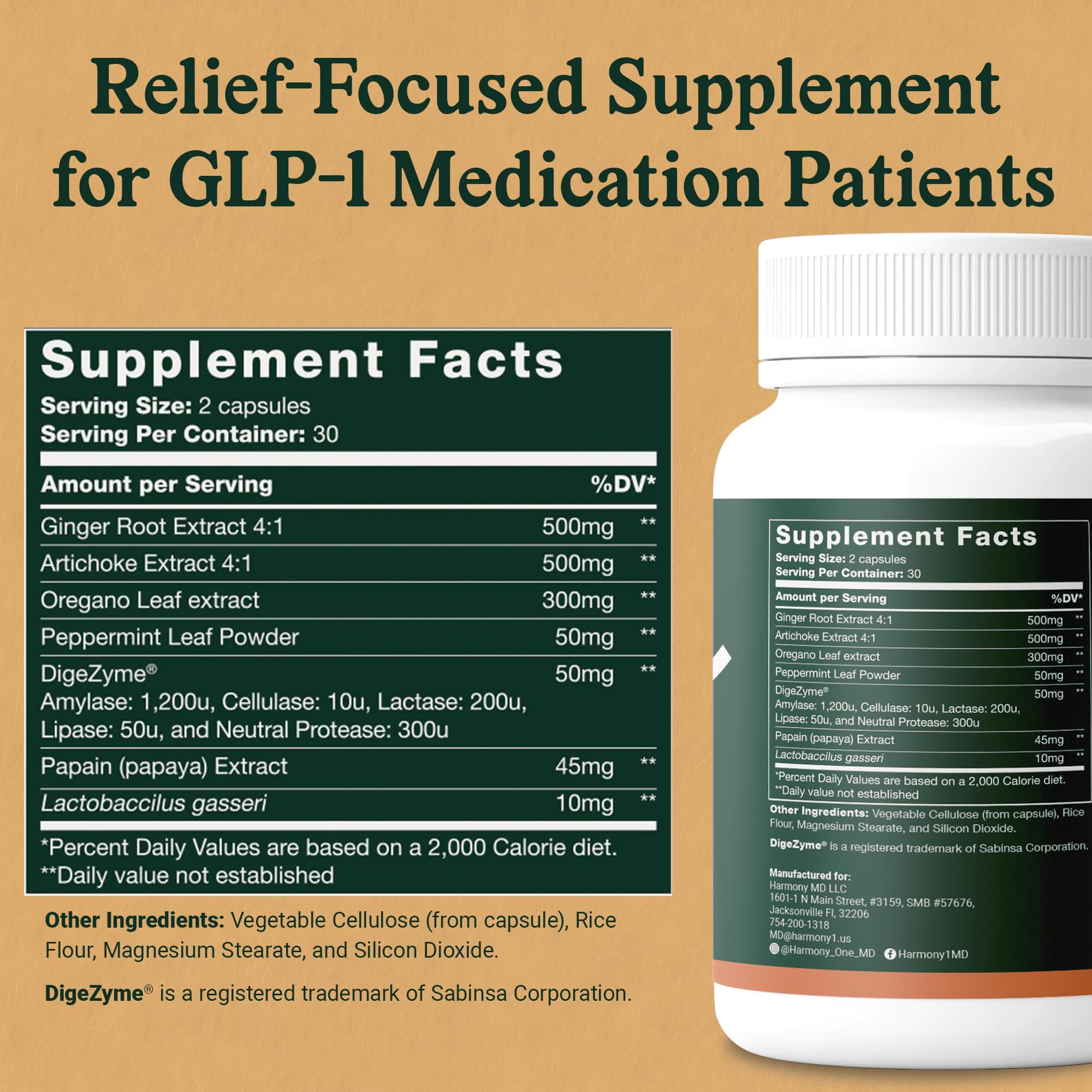 Harmony-1 daily Support Capsules showing dosage instructions