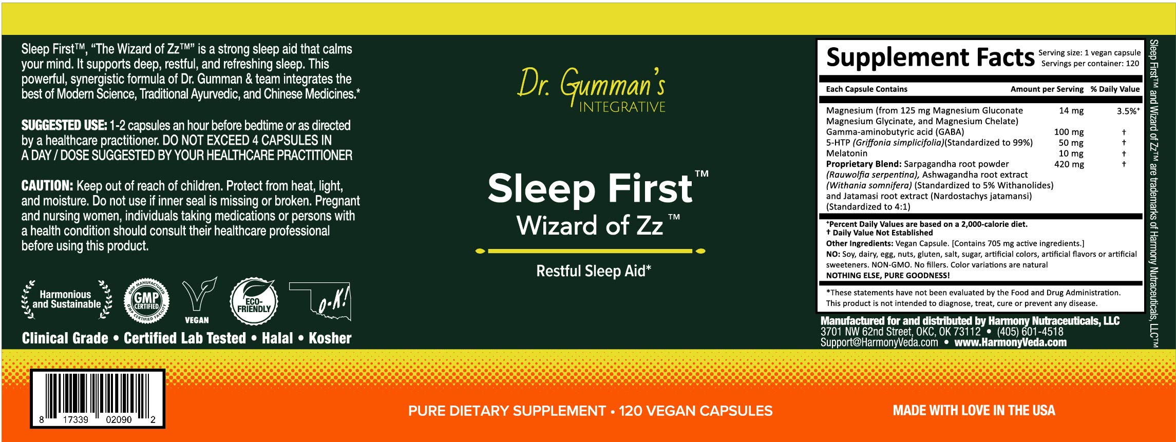 Harmony Nutraceuticals Sleep First Wizard of Zz capsules close-up