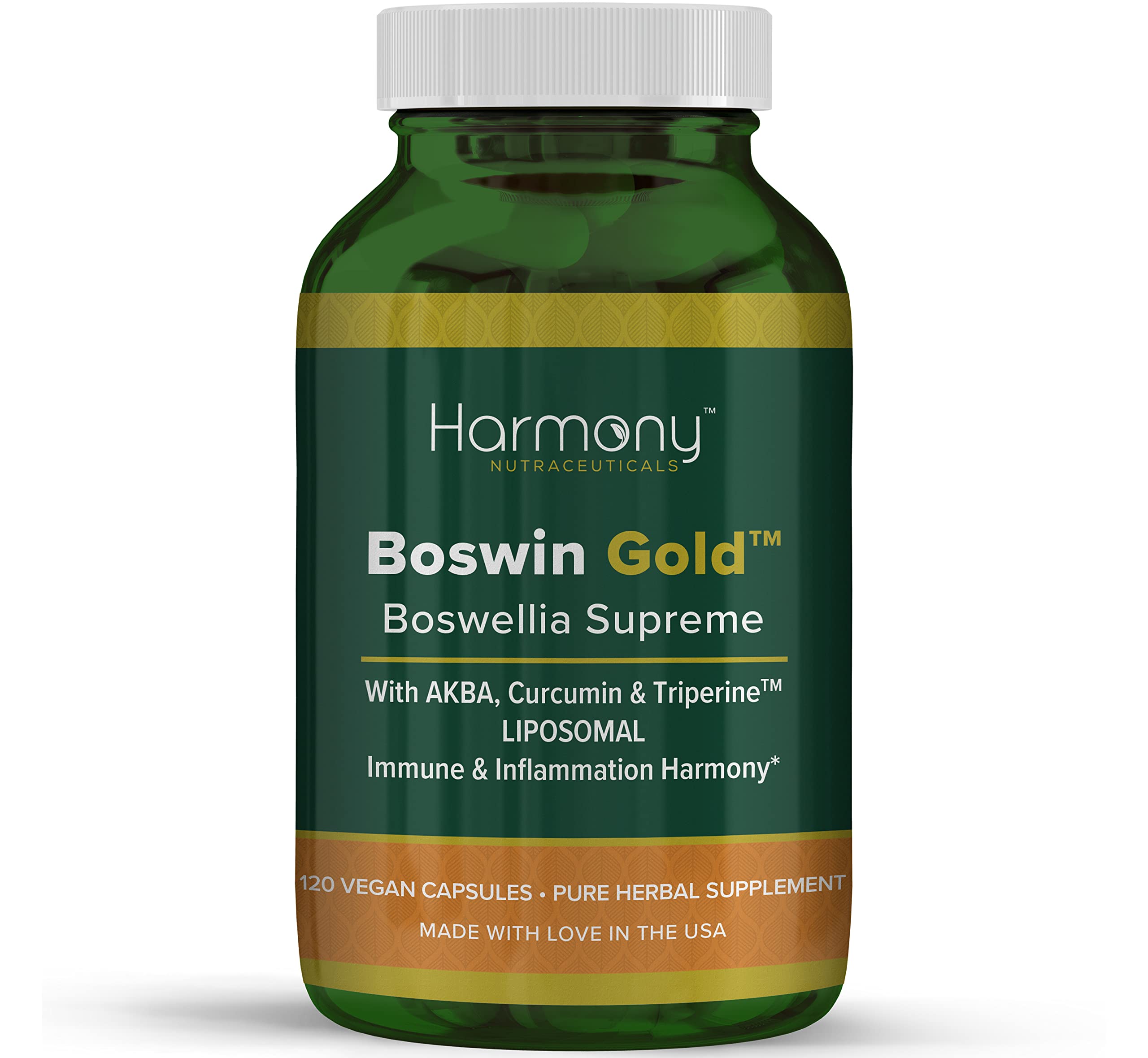 Harmony Nutraceuticals Turmeric & Boswellia Capsules front view