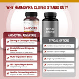 HarmoVira Liposomal Cloves Supplement capsules in a glass