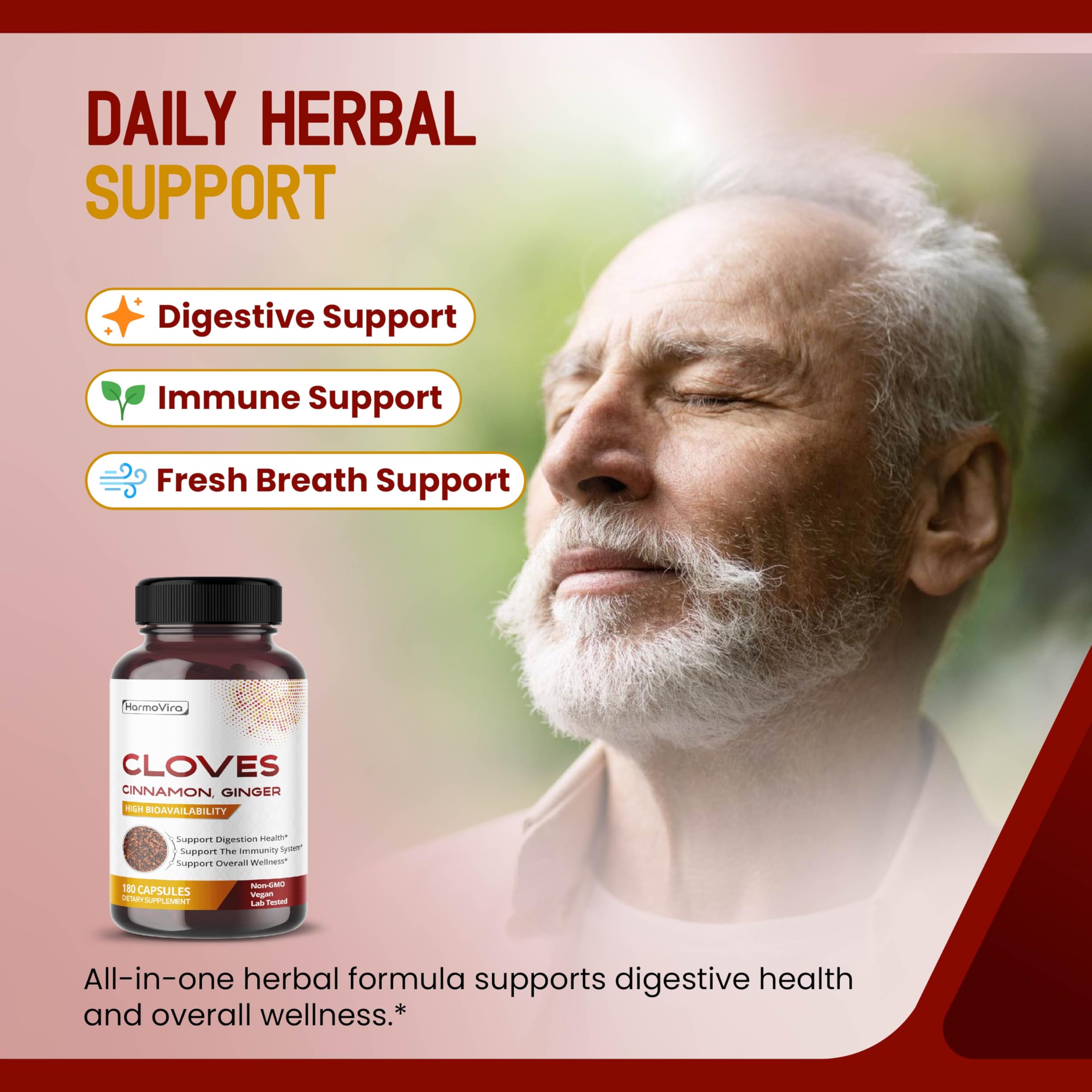 HarmoVira Liposomal Cloves Supplement side view with label