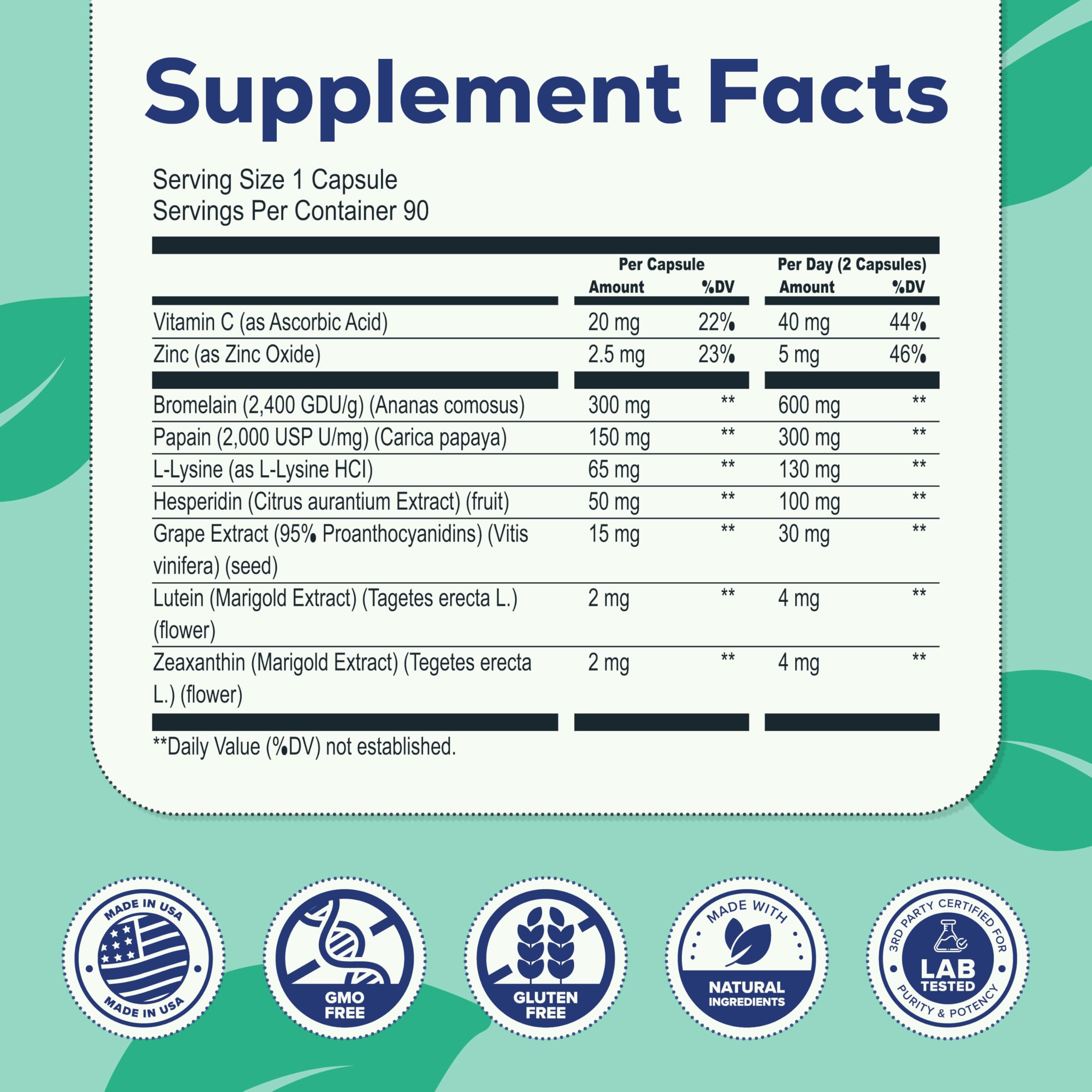 Haro Health Eye Health Supplement back view with ingredient list