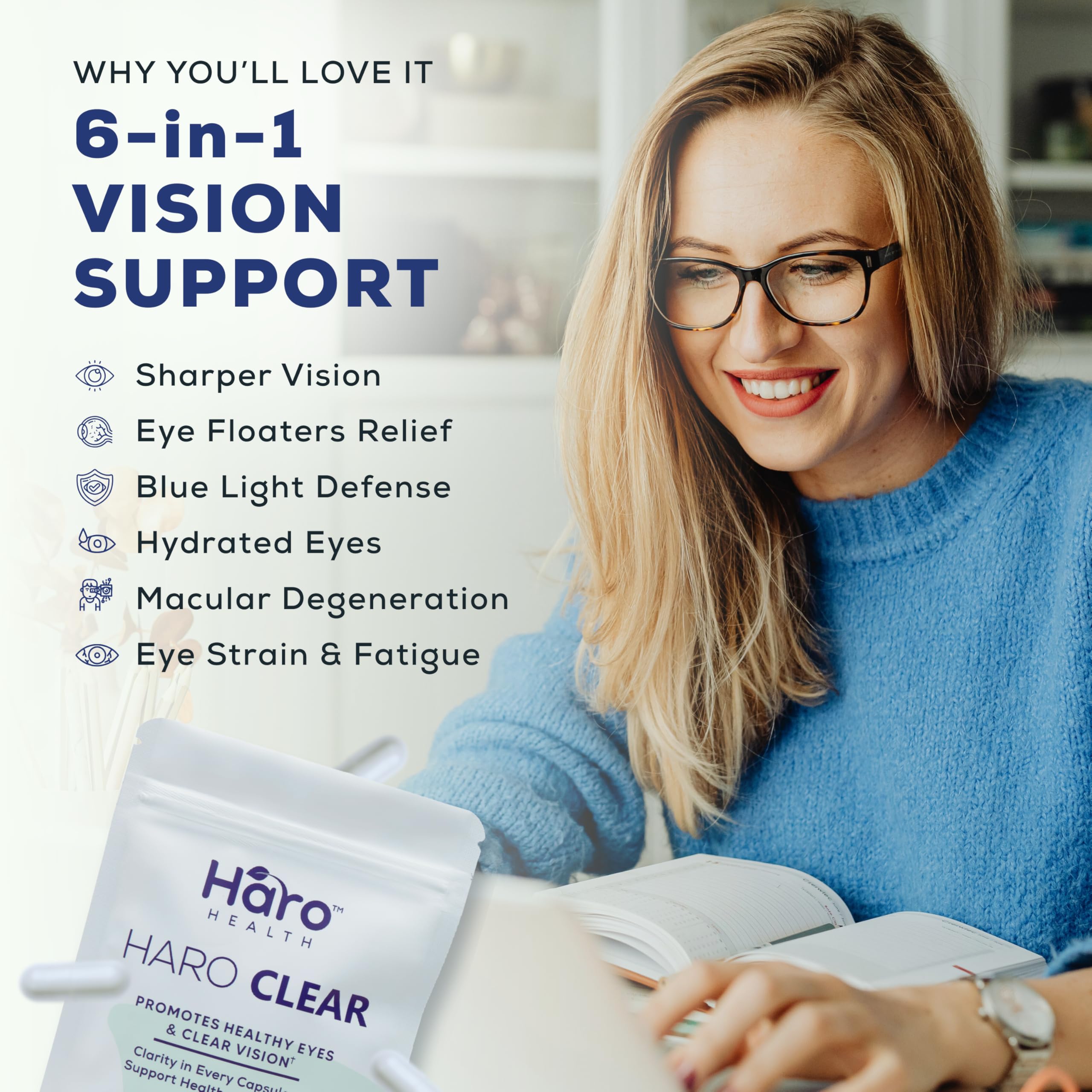 Haro Health Eye Health Supplement side view showing capsule