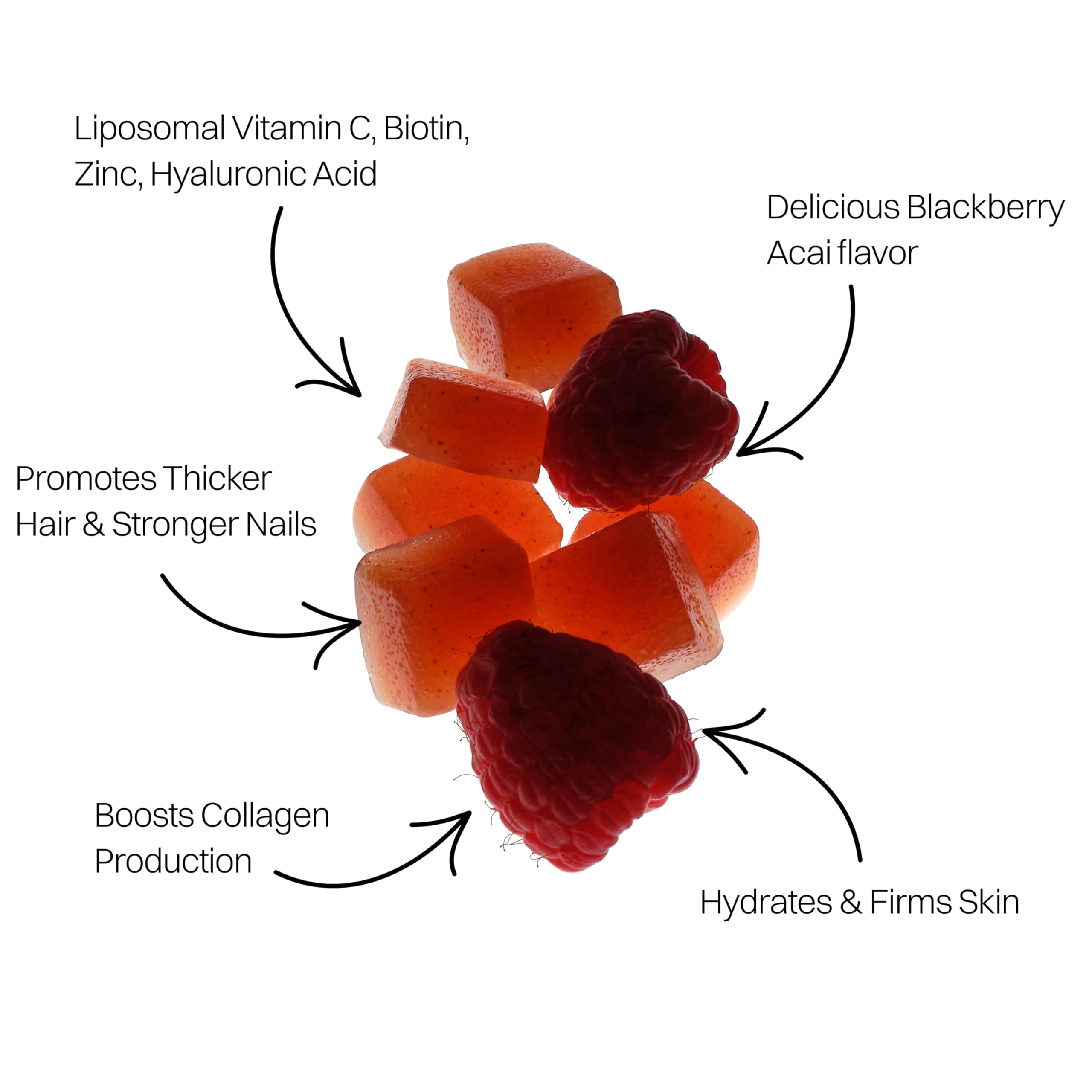 Haroutine Biotin Gummies side view with nutritional information