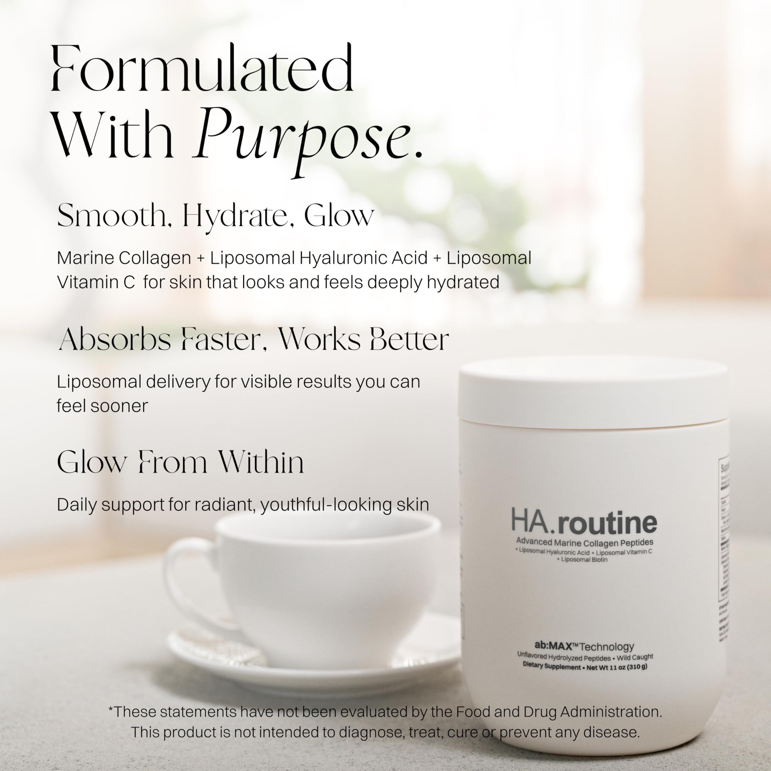 Haroutine Collagen Peptides Powder mixed in a glass of water