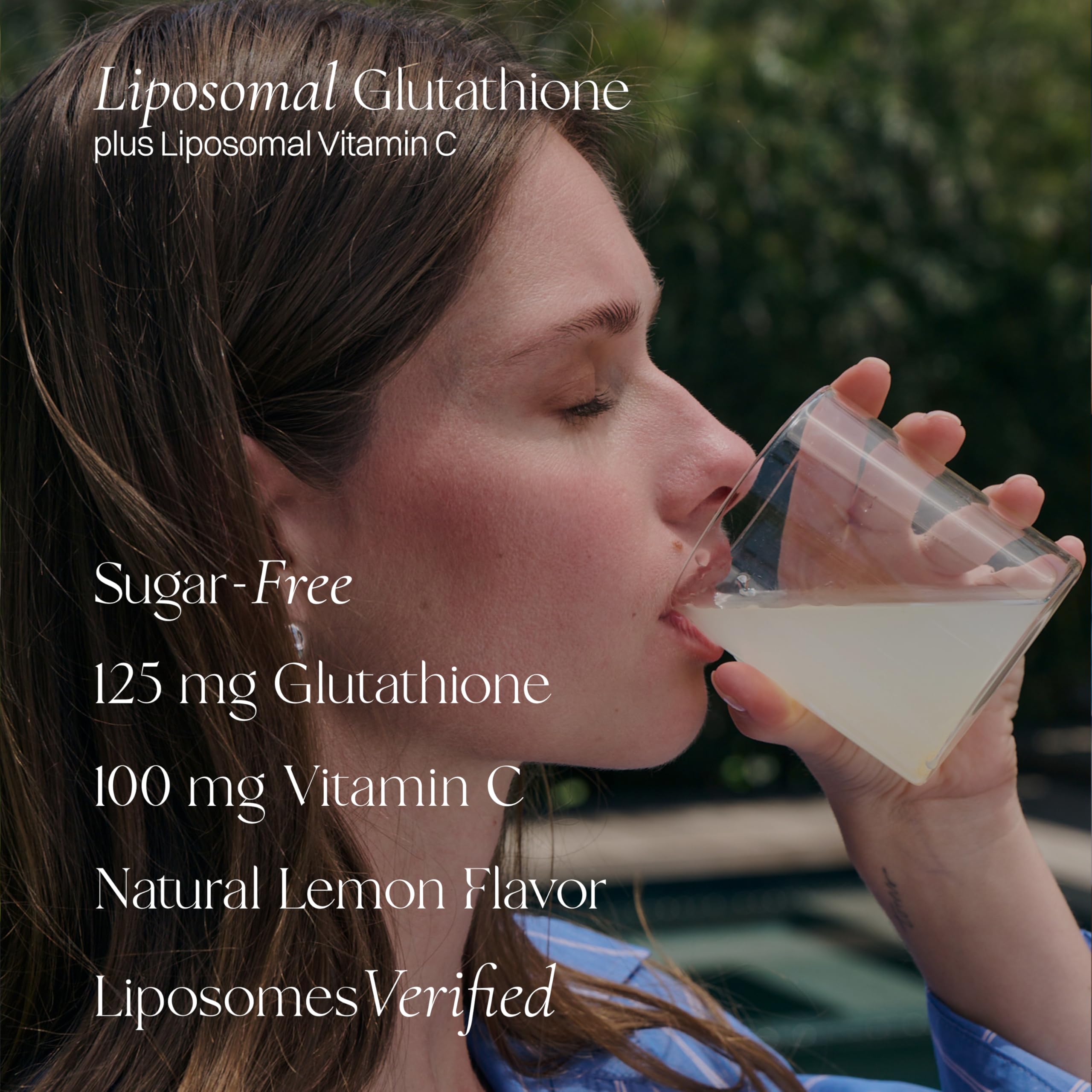 Haroutine Glutathione Liposomal Powder Stick mixed in a glass of water