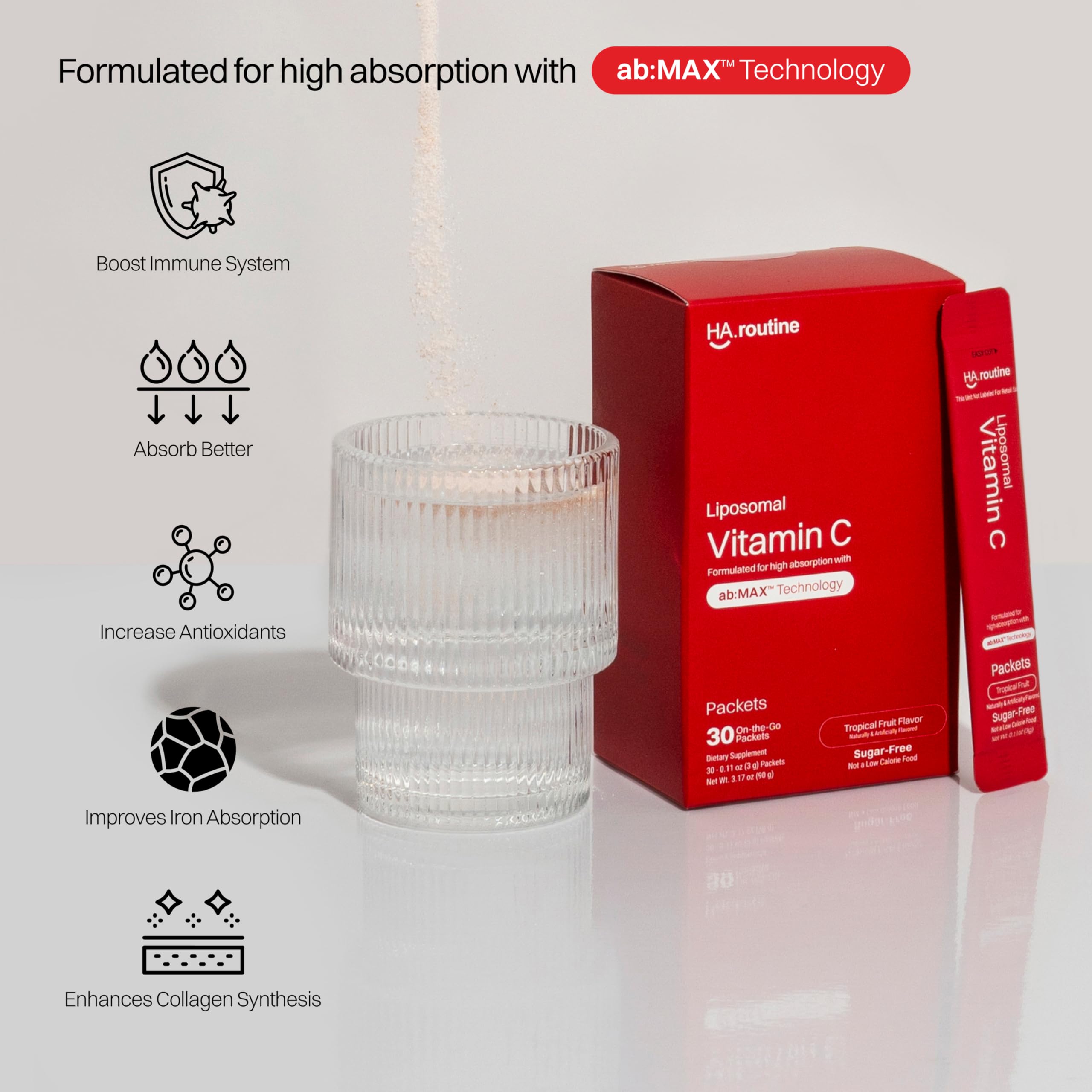 Haroutine Liposomal Vitamin C Powder Sticks individual stick close-up