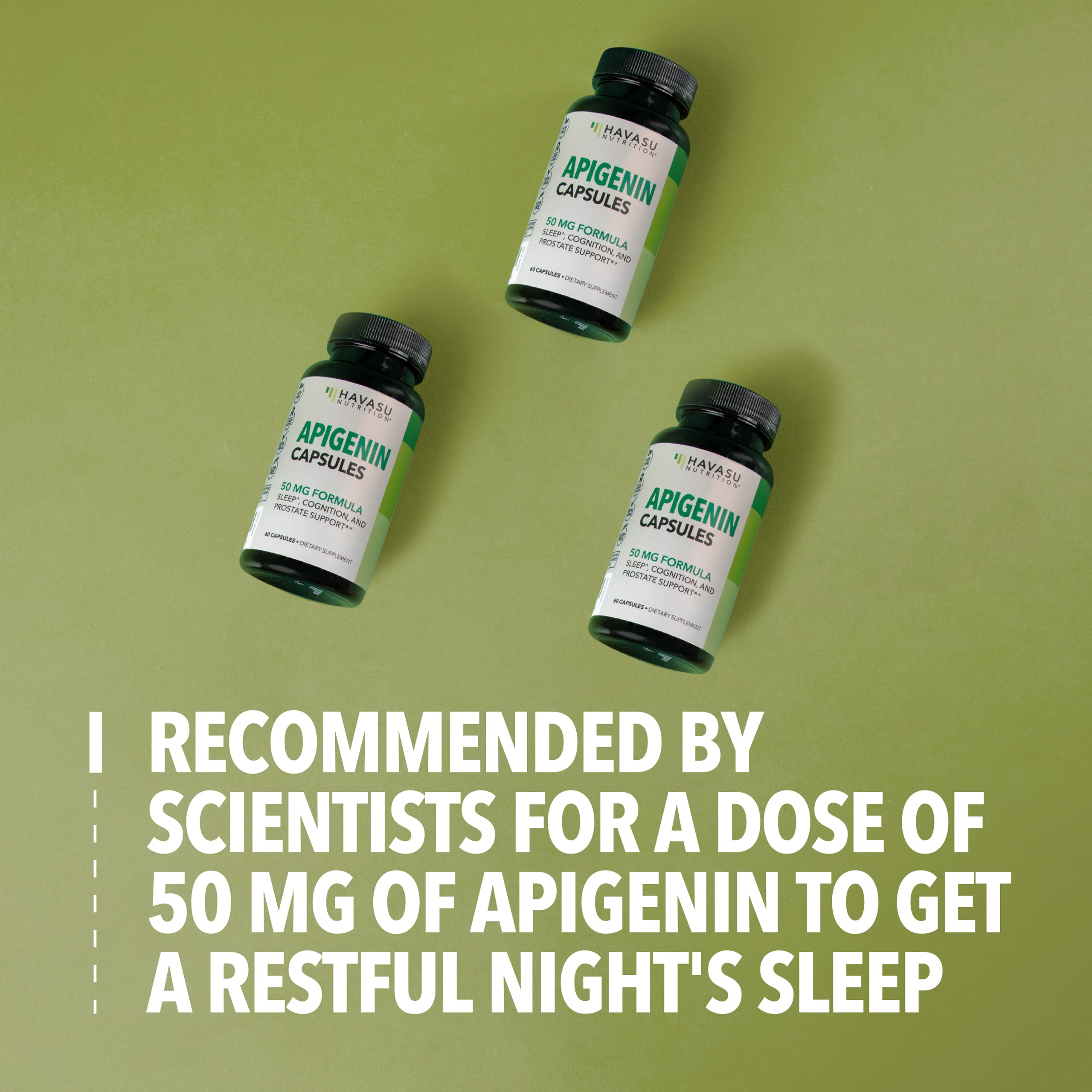 HAVASU NUTRITION Apigenin Capsules 50mg on a wooden surface