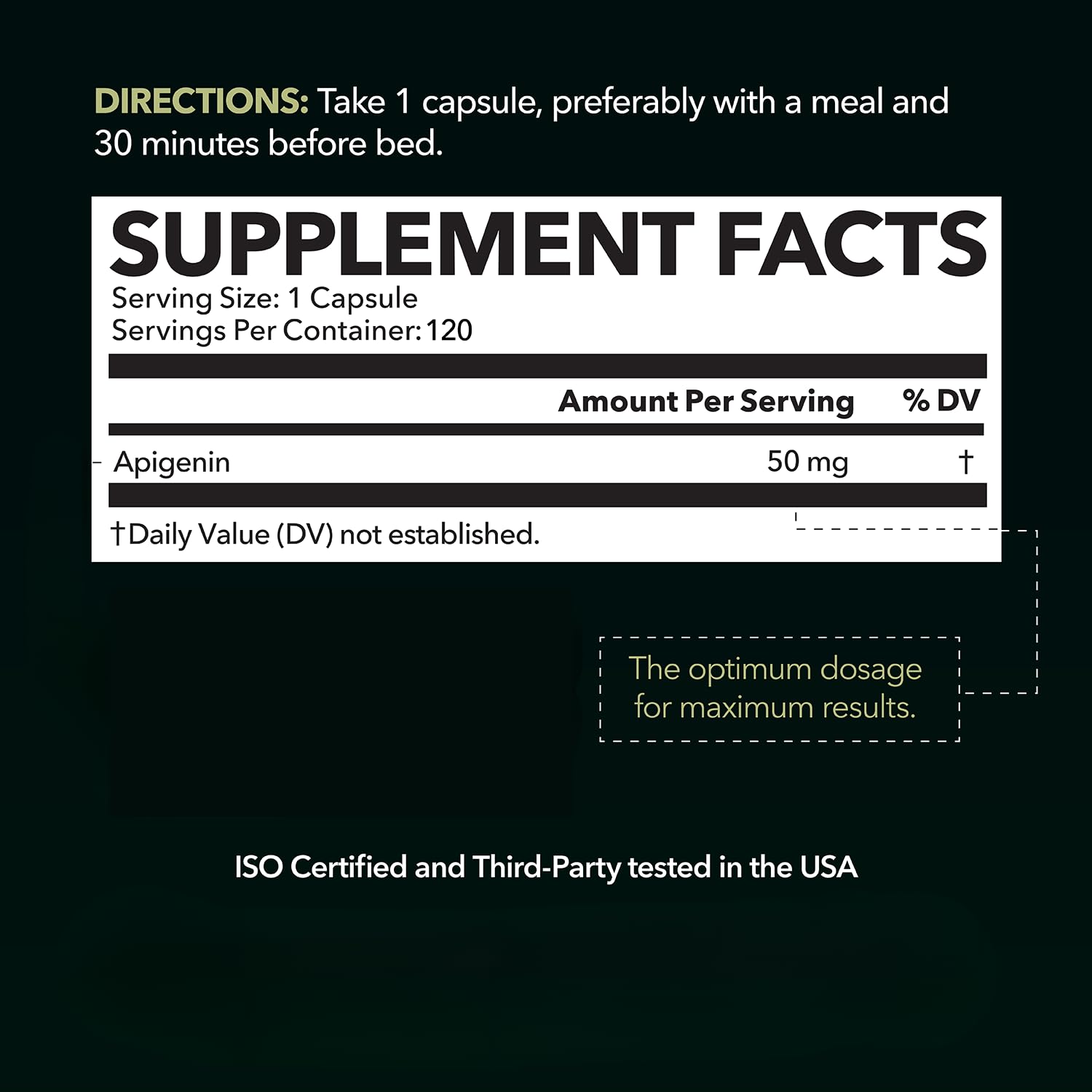 HAVASU NUTRITION Apigenin Capsules 50mg side view