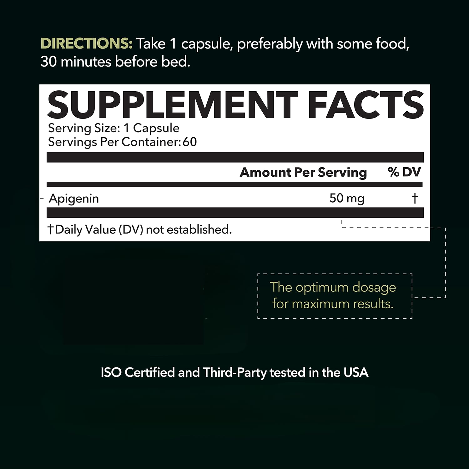 HAVASU NUTRITION Apigenin Capsules 50mg side view