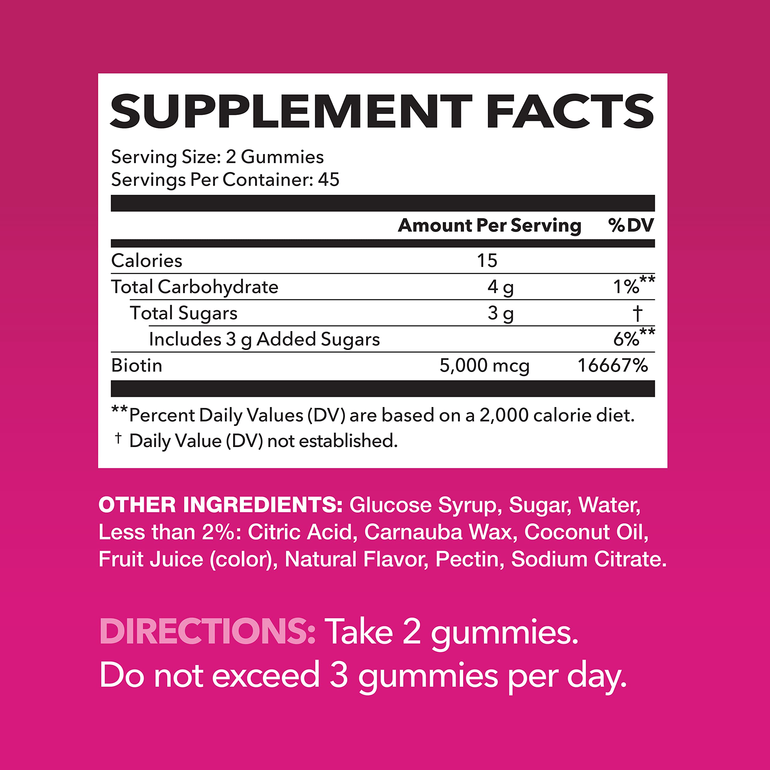 HAVASU NUTRITION Biotin Gummies 5000mcg bottle side view