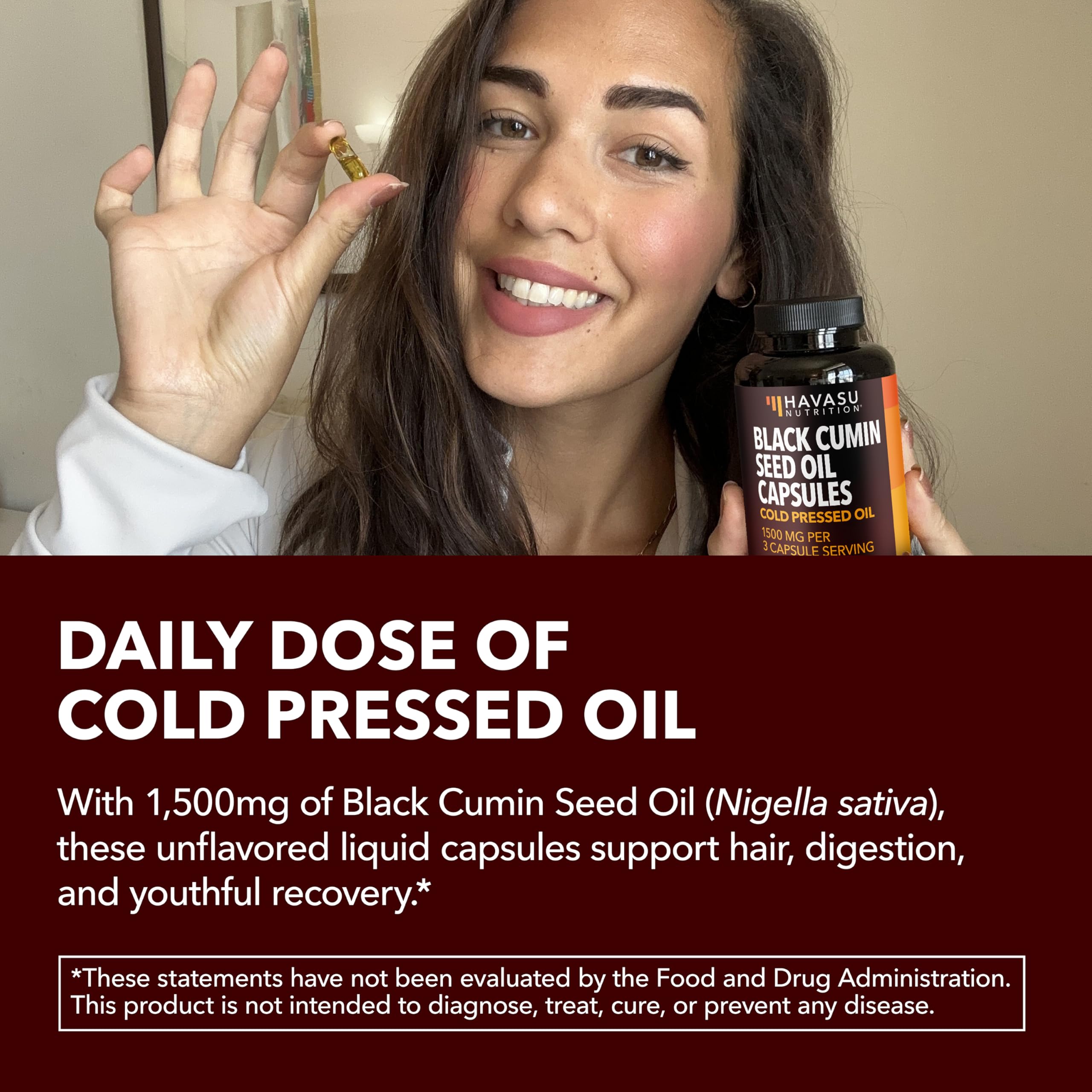 HAVASU NUTRITION Black Seed Oil Capsules 1500mg capsules on a table