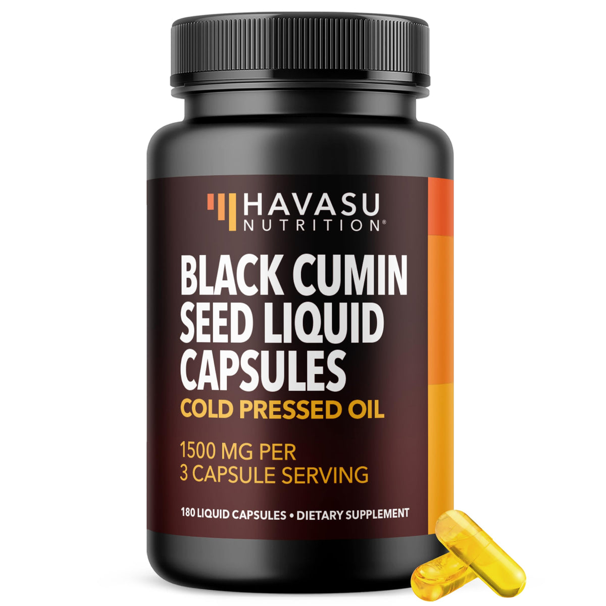 HAVASU NUTRITION Black Seed Oil Capsules 1500mg front view