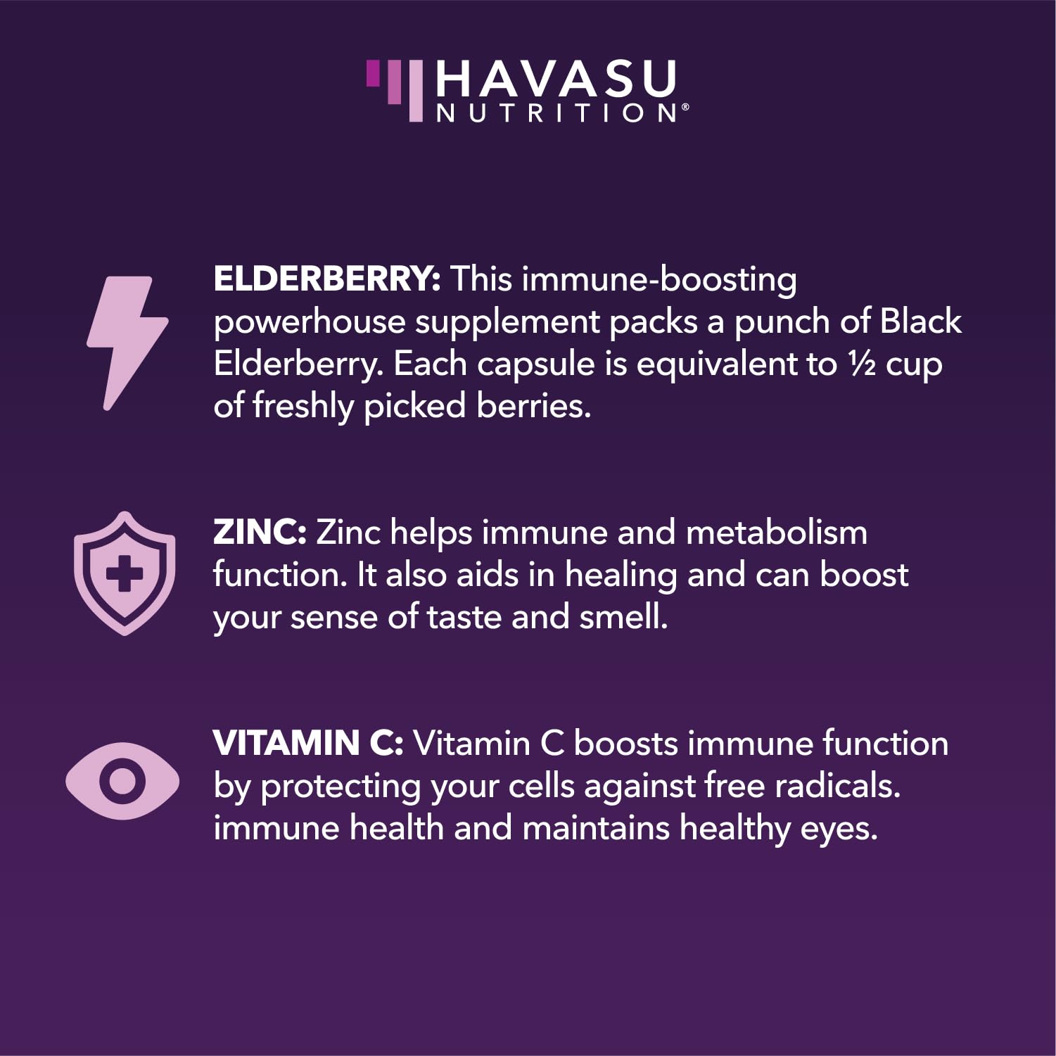 HAVASU NUTRITION Elderberry Capsules 400mg on a wooden table