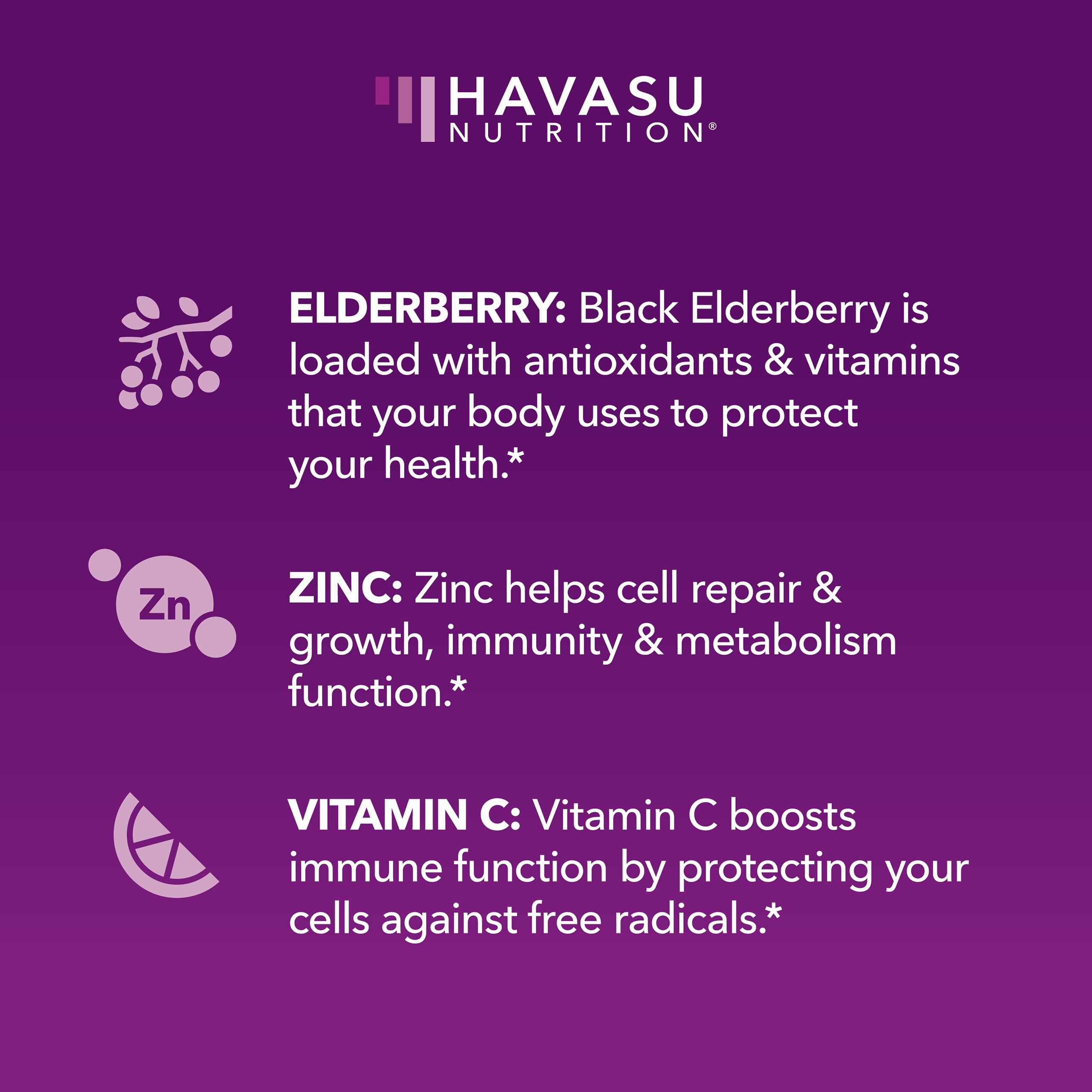 HAVASU NUTRITION Elderberry Gummies displayed on a kitchen counter