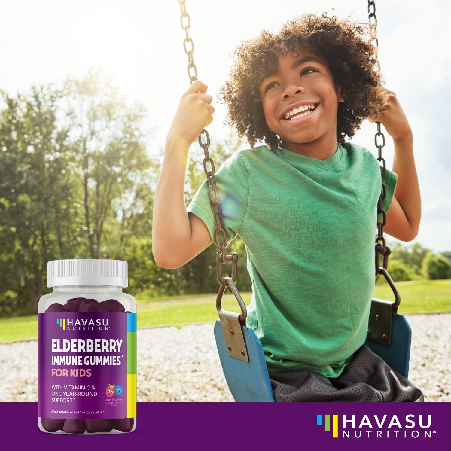 HAVASU NUTRITION Elderberry Gummies for Kids bottle back view